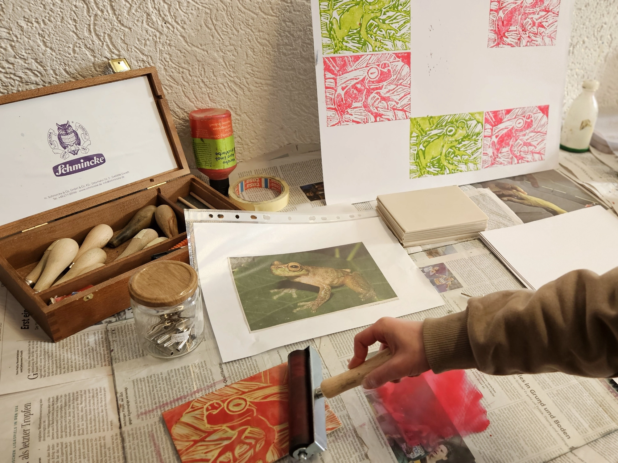 Kinder-Kunstkurse Augsburg, Linoldruck